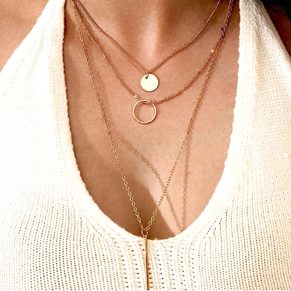 Geometric Layered Necklace